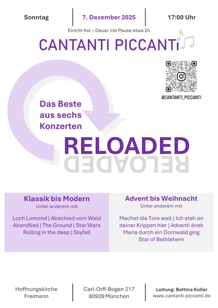 Reloaded – Das Beste aus sechs Konzerten
07. Dezember 2025, 17 Uhr

Hoffnungskirche Freimann

Carl-Orff-Bogen 217
80939 München 